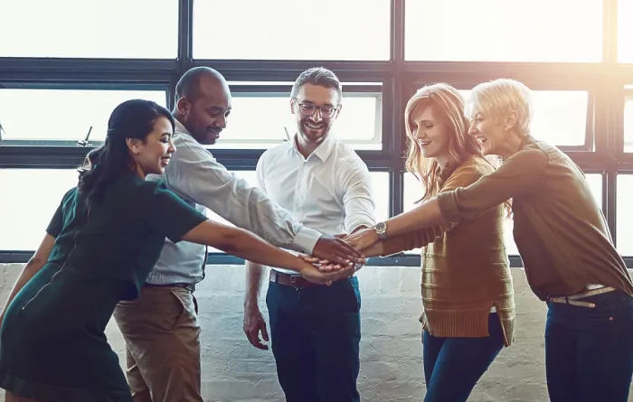 Framed Print : Business people, team and hands with huddle in office for collaboration with synergy Framed Print : Business people, team and hands with huddle in office for collaboration with synergy