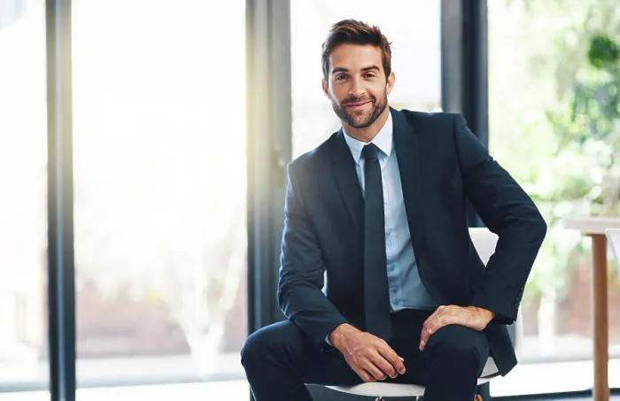 Framed Print : Businessman, pride and chair in office with portrait for ambition Framed Print : Businessman, pride and chair in office with portrait for ambition
