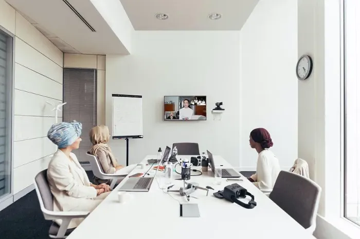 Framed Print : Businesswomen on video call Framed Print : Businesswomen on video call