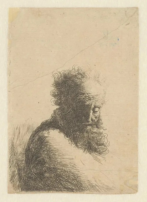 Framed Print : Bust of an old bearded man, looking down Framed Print : Bust of an old bearded man, looking down