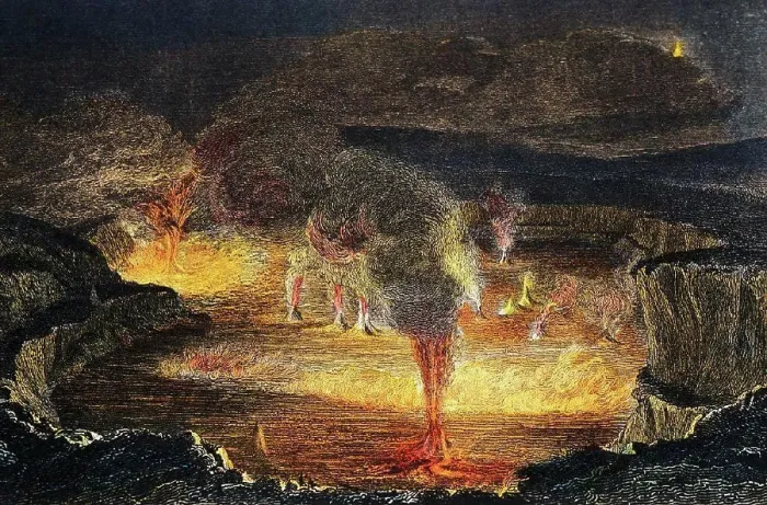 Framed Print : c.1850 Magazine Illustration, Hawaii, Big Island, Volcano of Kilauea Framed Print : c.1850 Magazine Illustration, Hawaii, Big Island, Volcano of Kilauea