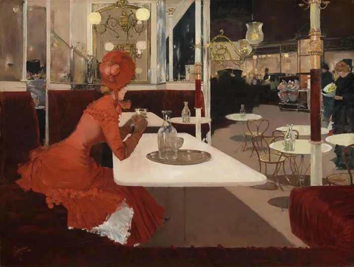 Framed Print : In the Café 1882-1884 Paris. In 1882 Fernand Lungren traveled to Paris