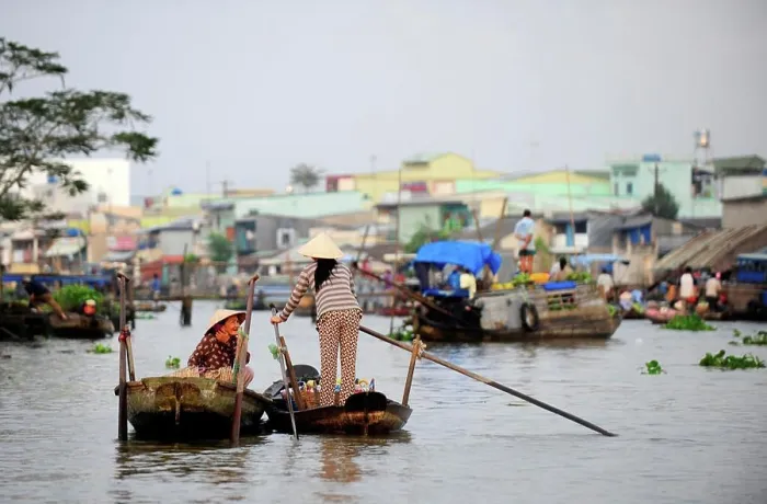 Framed Print : Cai Be Floating Market In Mekong Delta, Vietnam, South East Asia, Asia