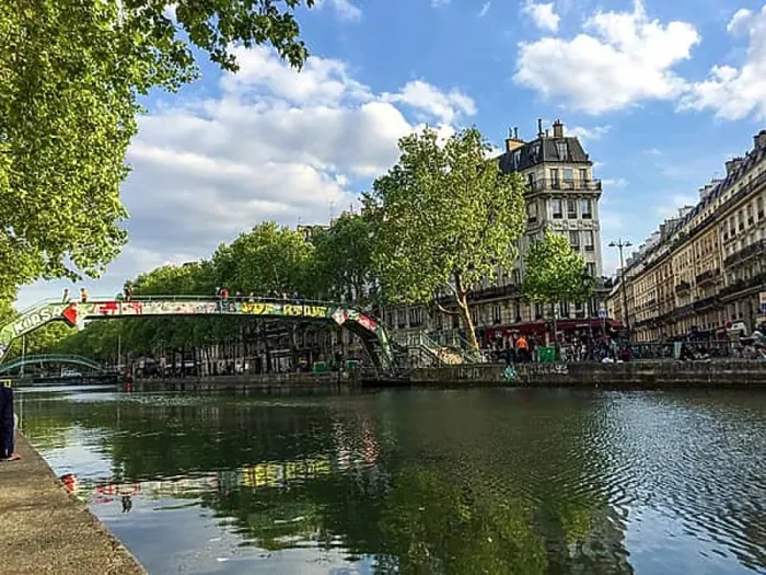 Framed Print : Calm canal Saint Martin in Paris in Summer, France, Europe