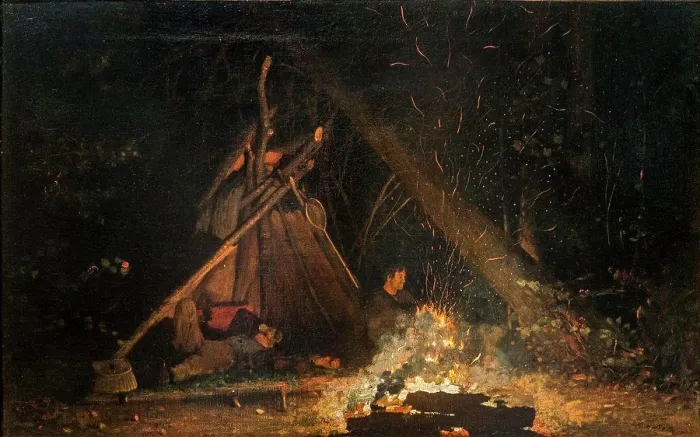 Framed Print : Camp Fire 1880 Oil on canvas Winslow Homer; American (1836-1910)
