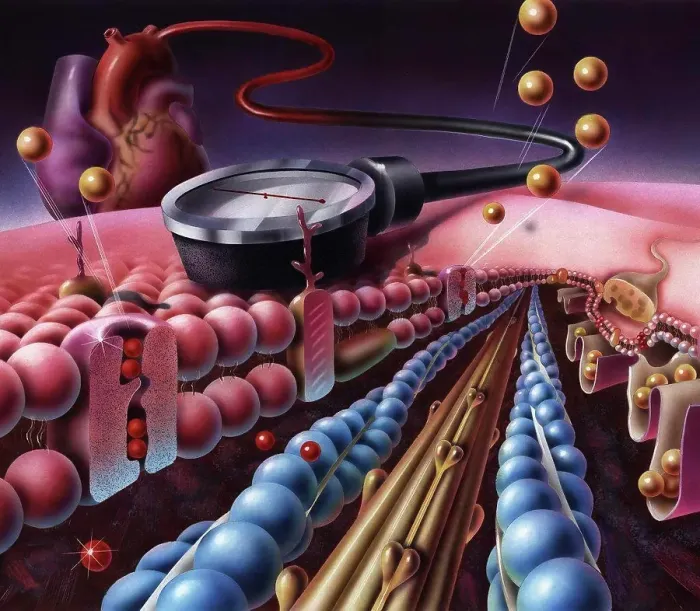 Framed Print : Detail of cardiac muscle with blood pressure meter