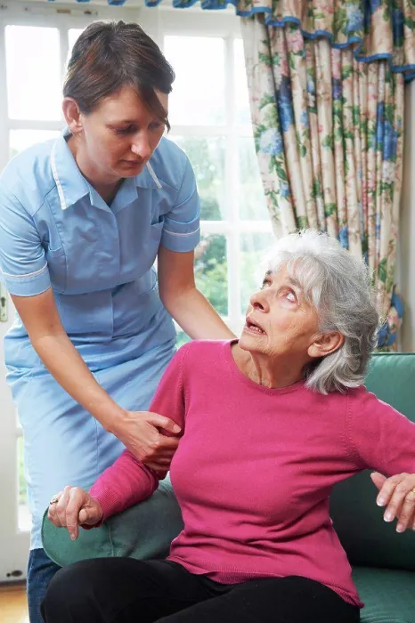 Framed Print : Care Worker Mistreating Elderly Woman Framed Print : Care Worker Mistreating Elderly Woman