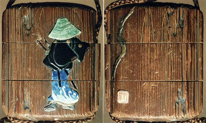 Framed Print : Case (Inrō) with Design of Samurai with Large Hat Beside a Weeping Willow 18th century Japan Framed Print : Case (Inrō) with Design of Samurai with Large Hat Beside a Weeping Willow 18th century Japan
