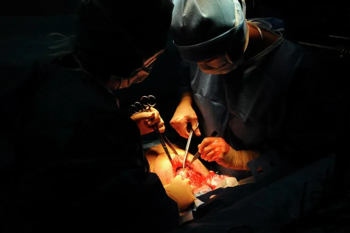Framed Print : Cesarean delivery of a woman pregnant with twins Framed Print : Cesarean delivery of a woman pregnant with twins