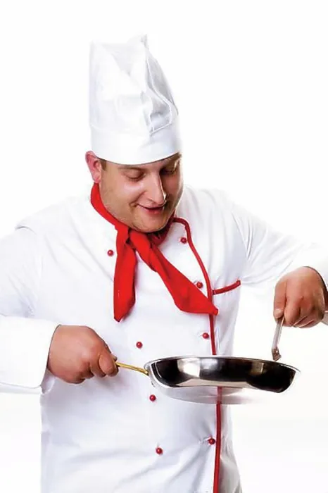 Framed Print : Chef holding a frying pan Framed Print : Chef holding a frying pan