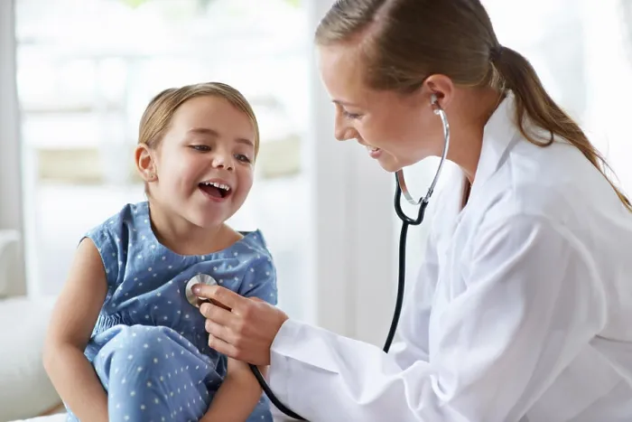 Framed Print : Child, happy pediatrician and stethoscope for healthcare consulting Framed Print : Child, happy pediatrician and stethoscope for healthcare consulting