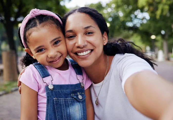 Framed Print : Child, mother and selfie portrait of a mom and girl in a park with a happy smile outdoor Framed Print : Child, mother and selfie portrait of a mom and girl in a park with a happy smile outdoor