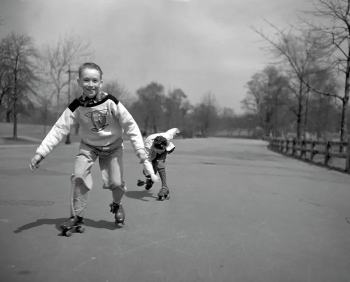 Framed Print : Children roller skating in park Framed Print : Children roller skating in park