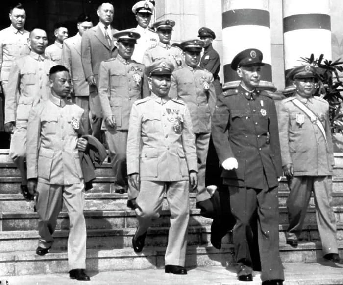 Framed Print : China Kai-Shek And Aides - This recent picture of Generalissom Chiang Kai-Shek (foreground) Framed Print : China Kai-Shek And Aides - This recent picture of Generalissom Chiang Kai-Shek (foreground)