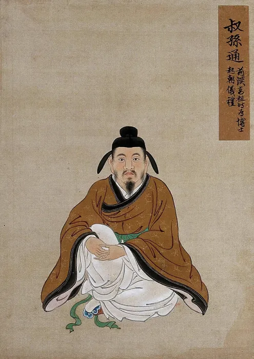 Framed Print : A Chinese figure wearing light brown silk robes with a dark brown border. Painting by a Chinese artist, ca. 1850 Framed Print : A Chinese figure wearing light brown silk robes with a dark brown border. Painting by a Chinese artist, ca. 1850
