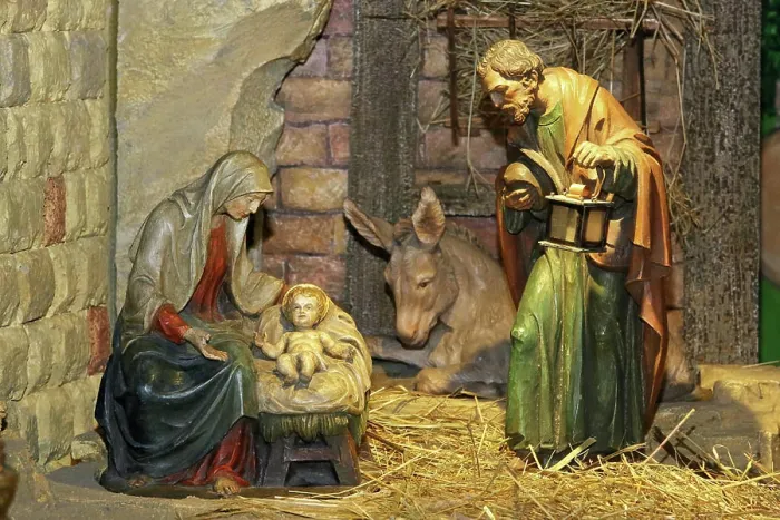 Framed Print : Christmas crib, nativity figures