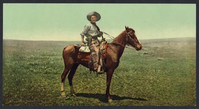 Framed Print : Circa 1898-1905 - A cowboy. Photochrome Framed Print : Circa 1898-1905 - A cowboy. Photochrome