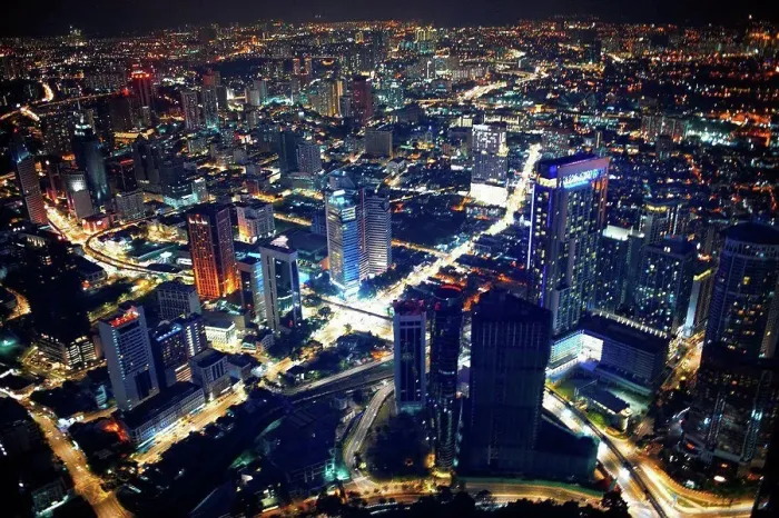 Framed Print : Cityscape, illuminated at night, high angle view, Kuala Lumpur, Malaysia Framed Print : Cityscape, illuminated at night, high angle view, Kuala Lumpur, Malaysia