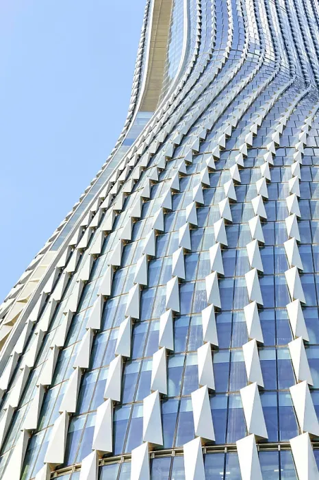 Framed Print : Detail of cladding. Raffles City Hangzhou, Hangzhou, China. Architect: UNStudio, 2017