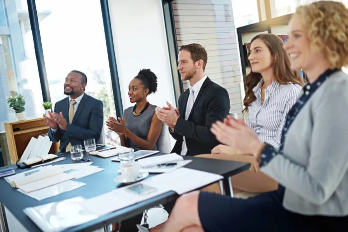 Framed Print : Clapping hands, conference and business people in office for corporate finance seminar or workshop Framed Print : Clapping hands, conference and business people in office for corporate finance seminar or workshop