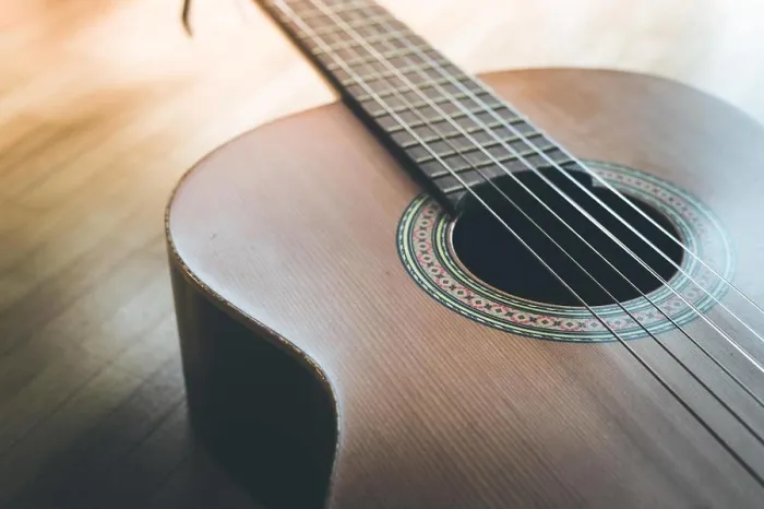 Framed Print : Classical guitar and strings, professional instrument