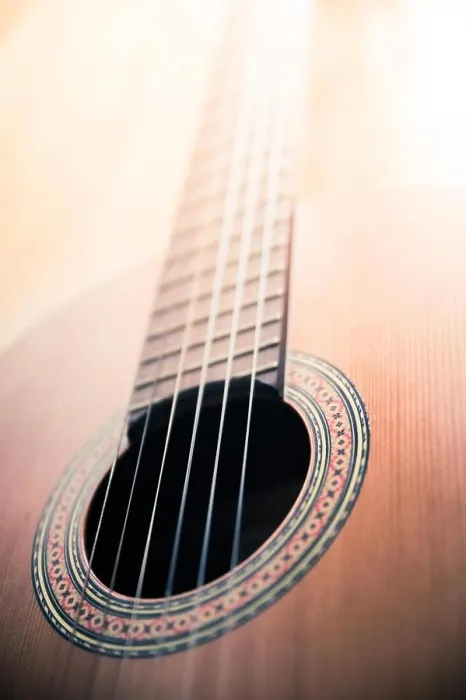Framed Print : Classical guitar and strings, professional instrument