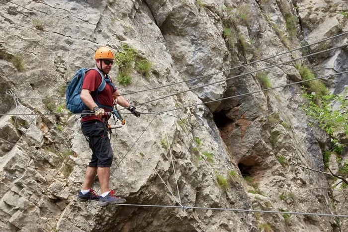 Framed Print : Climbing ferrata route, named as Estrechos de La Hoz, in Teruel, Aragon in Spain Framed Print : Climbing ferrata route, named as Estrechos de La Hoz, in Teruel, Aragon in Spain