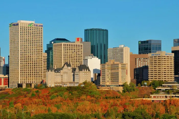Framed Print : A close up autumn scene of a section of the downtown core of the city of Edmonton the capitol of Alberta Canada Framed Print : A close up autumn scene of a section of the downtown core of the city of Edmonton the capitol of Alberta Canada