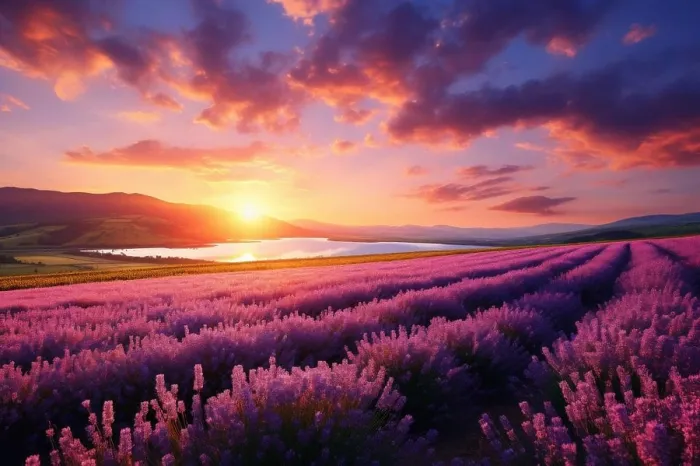 Framed Print : a close up of a lavender flowers in a field. generative ai Framed Print : a close up of a lavender flowers in a field. generative ai