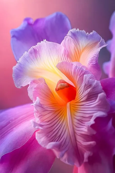 Framed Print : Close up of purple and pink flower. Generative AI Framed Print : Close up of purple and pink flower. Generative AI