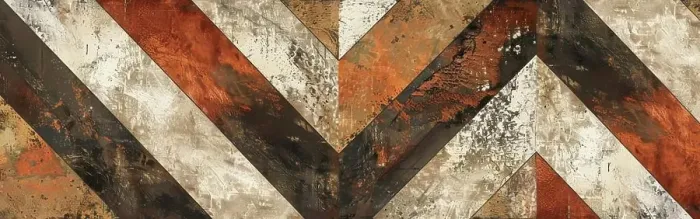 Framed Print : A close-up image of a rustic wood pattern featuring alternating chevron shapes in brown