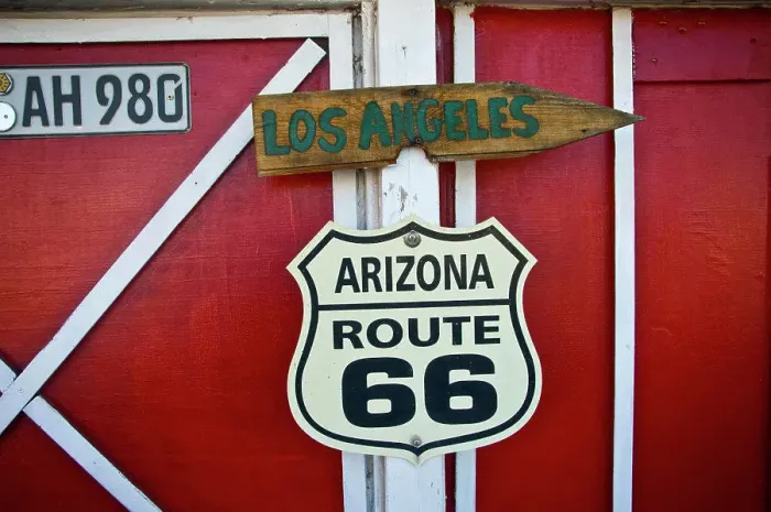 Framed Print : Close-up of a road sign, Route 66, Arizona, USA