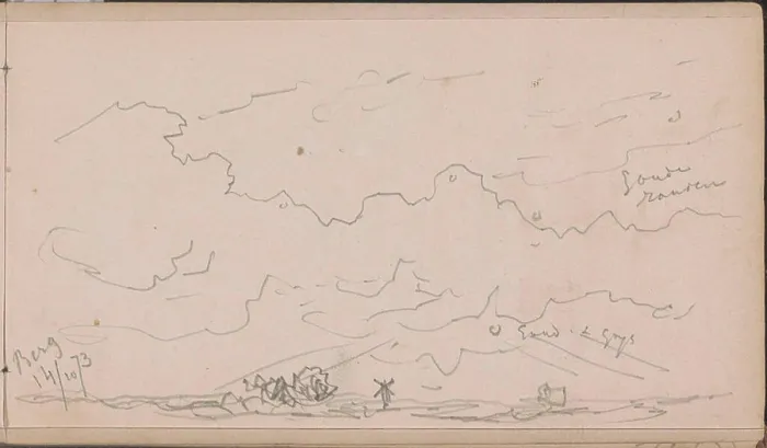 Framed Print : Cloud air over a flat landscape with a mill.Leaf 4 recto from a sketchbook with 46 sheets Framed Print : Cloud air over a flat landscape with a mill.Leaf 4 recto from a sketchbook with 46 sheets