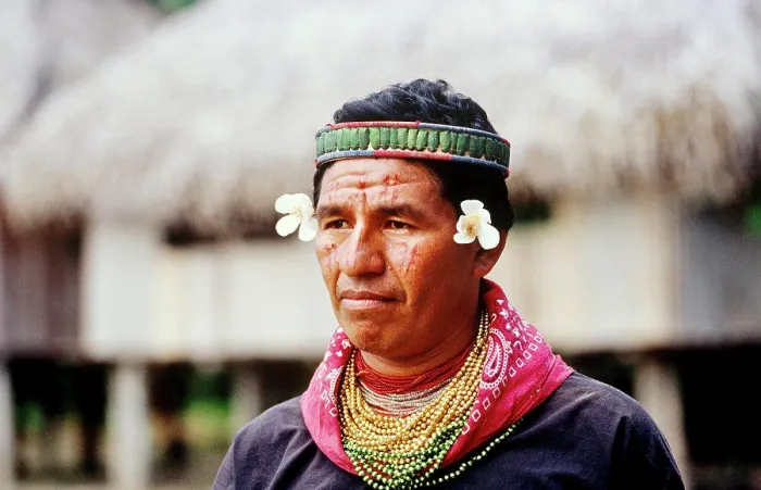 Framed Print : Cofan Indian Tribe Leader, Ecuadorian Amazon, South America Framed Print : Cofan Indian Tribe Leader, Ecuadorian Amazon, South America