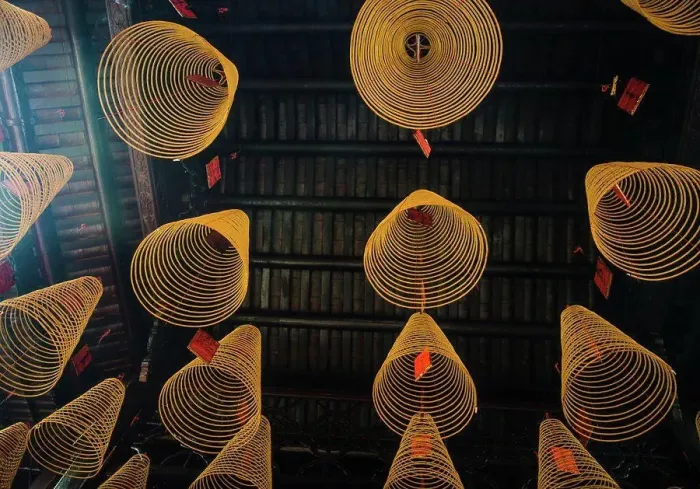 Framed Print : Coiled incense hanging from the ceiling of a buddhist temple, Vietnam, Southeast Asia Framed Print : Coiled incense hanging from the ceiling of a buddhist temple, Vietnam, Southeast Asia