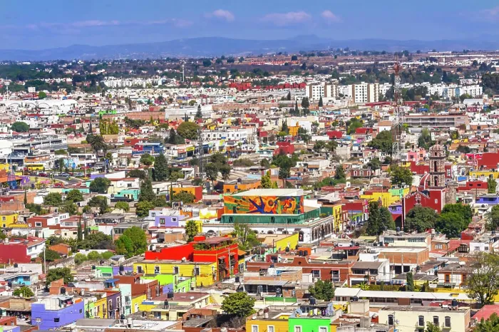 Framed Print : Colorful church Cityscape Restaurants Shops, Cholula, Puebla, Mexico. church built 1500's and 1600's Framed Print : Colorful church Cityscape Restaurants Shops, Cholula, Puebla, Mexico. church built 1500's and 1600's