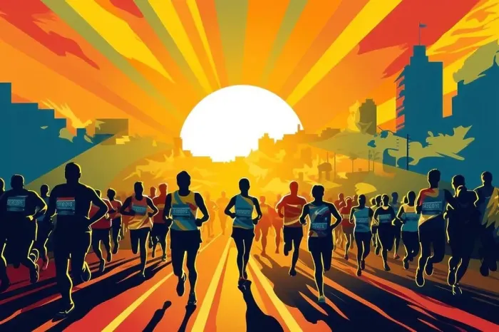 Framed Print : Colorful Running marathon poster, people run, colorful poster. illustration