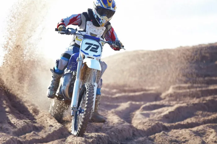 Framed Print : Competition, sand and motorbike for sports with action for challenge on course with power Framed Print : Competition, sand and motorbike for sports with action for challenge on course with power