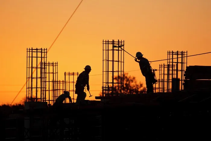 Framed Print : Construction workers building structure of concrete and steel, San Marcos, Texas Framed Print : Construction workers building structure of concrete and steel, San Marcos, Texas