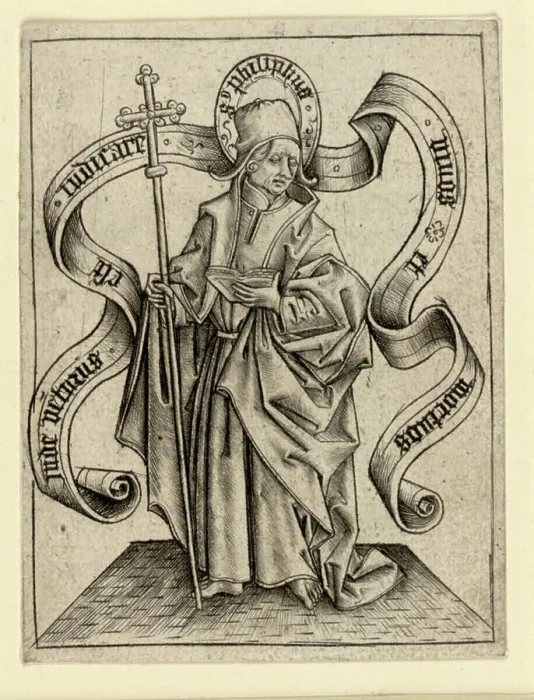 Framed Print : Copper engraving from 1450-1475 by Meister der Berliner Passion depicting Saint Philip