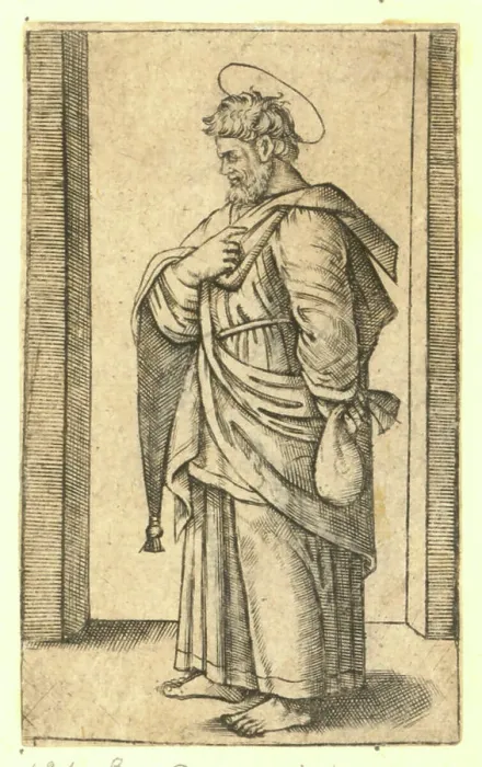 Framed Print : This copper engraving from 1510-1527 depicts Saint Matthew