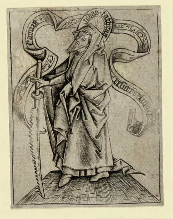 Framed Print : Copper engraving of Judas Thaddäus by Meister der Berliner Passion Framed Print : Copper engraving of Judas Thaddäus by Meister der Berliner Passion