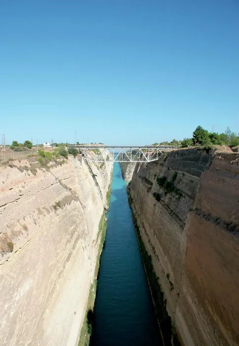 Framed Print : The Corinth Canal. Connects the Gulf of Corinth with the Sanoric Gulf in the Aegean Sea. Greece