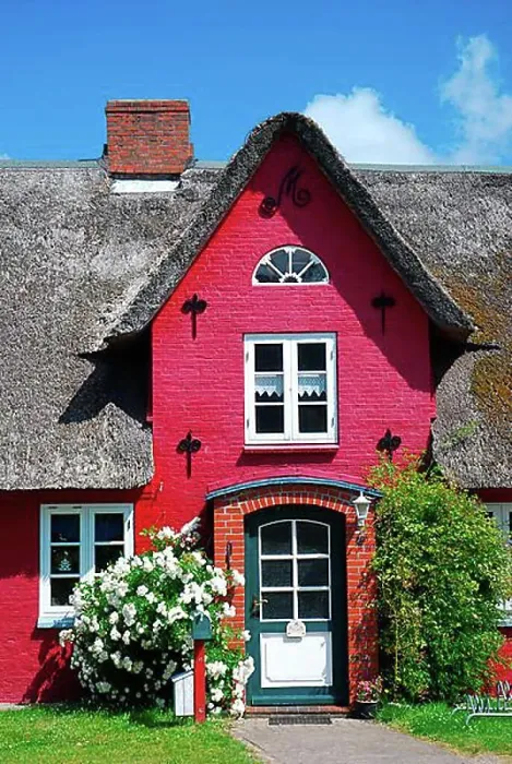 Framed Print : Country side, Frisian house, thatched house, North Sea, Amrum Island, Schleswig-Holstein, Germany, Europe