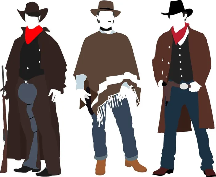 Framed Print : Cowboy Styles Three distinct representations of classic cowboy attire