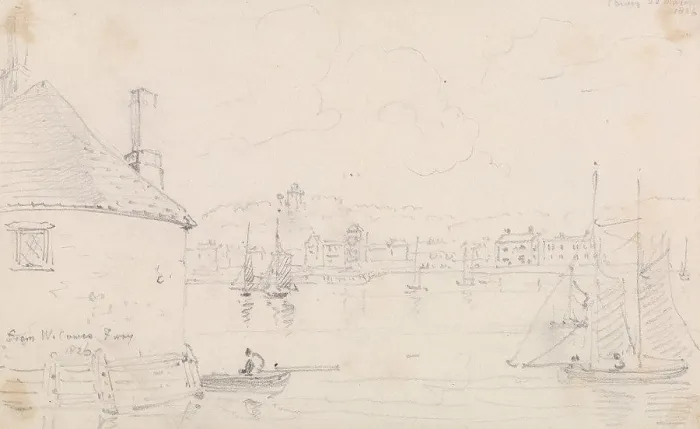 Framed Print : Cowes, from West Cowes Ferry, 22 March 1826 Framed Print : Cowes, from West Cowes Ferry, 22 March 1826