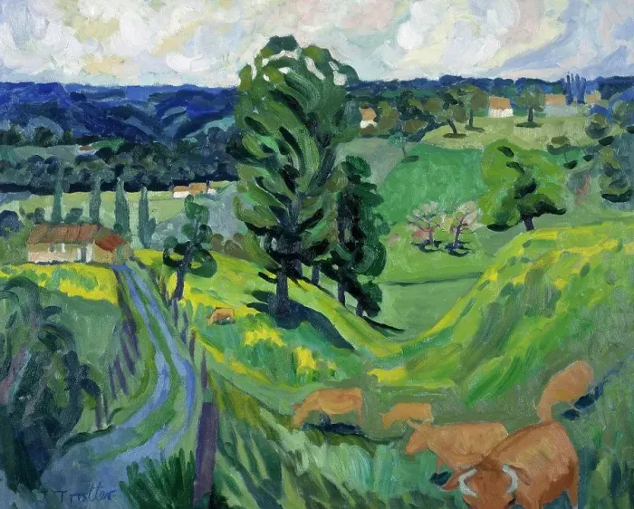 Framed Print : Cows in the Dordogne by Josephine Trotter (b.1940 / British) Framed Print : Cows in the Dordogne by Josephine Trotter (b.1940 / British)