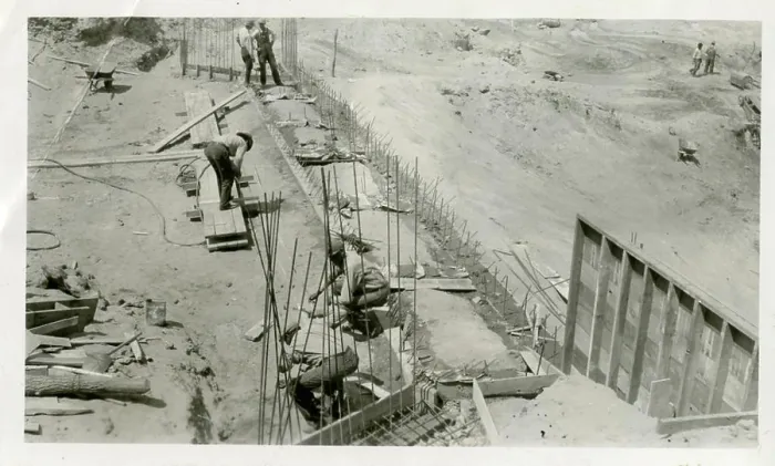 Framed Print : Crew Making Forms for Cutoff Walls - Dam 179 Framed Print : Crew Making Forms for Cutoff Walls - Dam 179