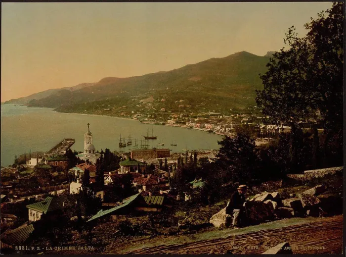 Framed Print : Crimea, Yalta by Anonymous  / Private Collection / 1890s / Photochrom / Landscape