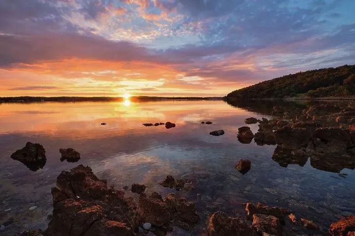 Framed Print : Croatia, Istria, Kamenjak Natural Park, Sunrise on the Adriatic Sea Framed Print : Croatia, Istria, Kamenjak Natural Park, Sunrise on the Adriatic Sea